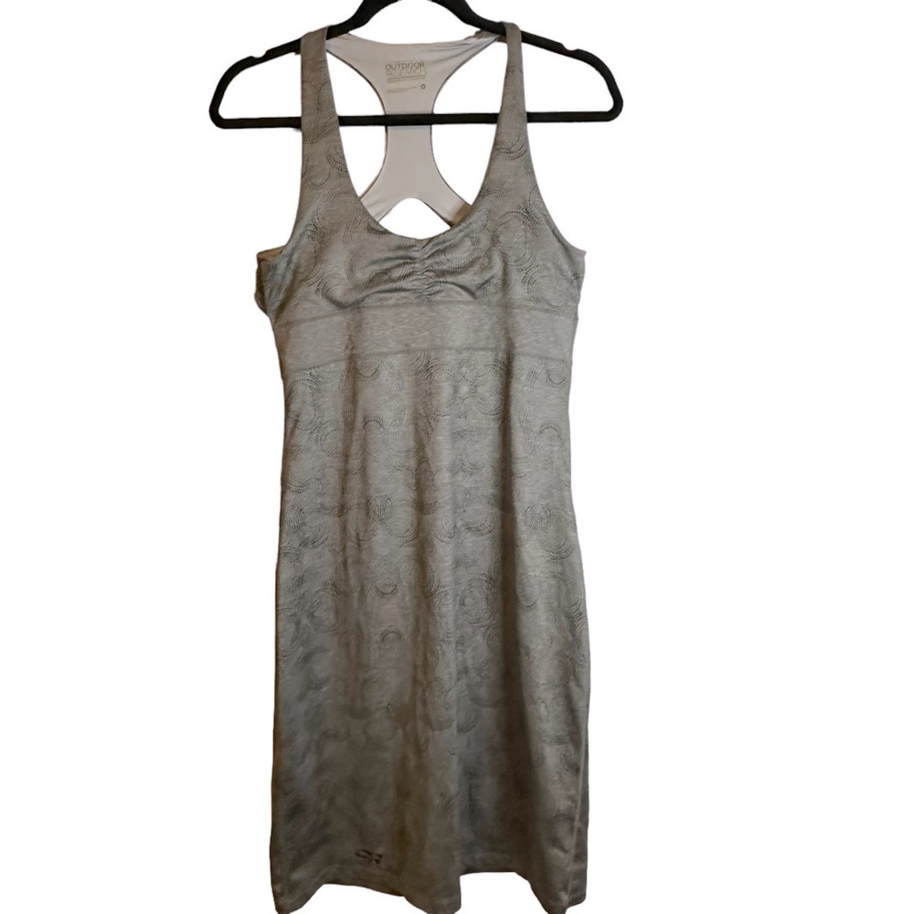 Outdoor Research Trance Racerback‎ Athletic Dress Silver-Gray Swirl Print Sporty